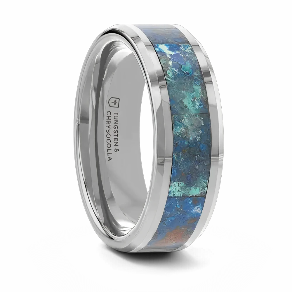 Chrysocolla Ring in Tungsten