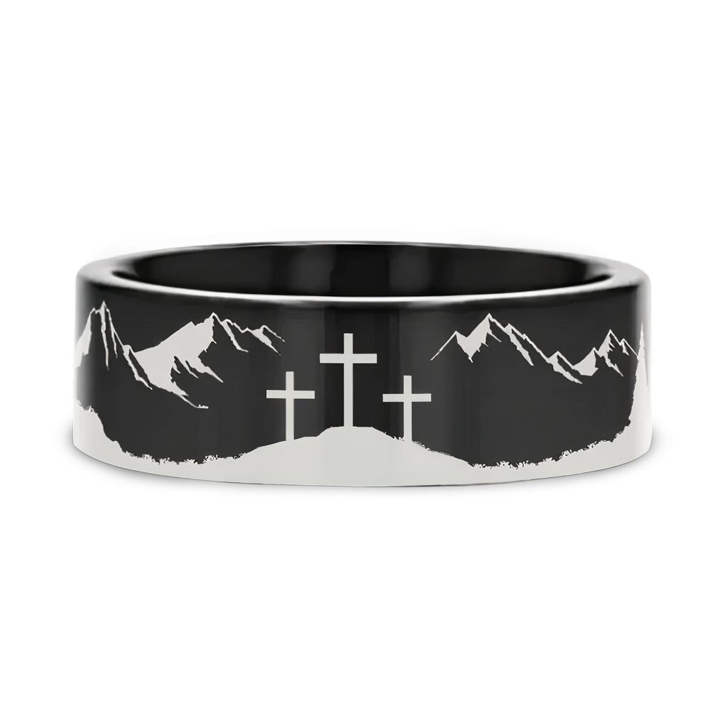 Crosses on Mountain Scenery Ring
