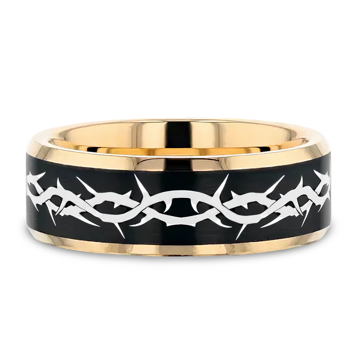 Crown of Thorns Ring - Black and Gold Plated