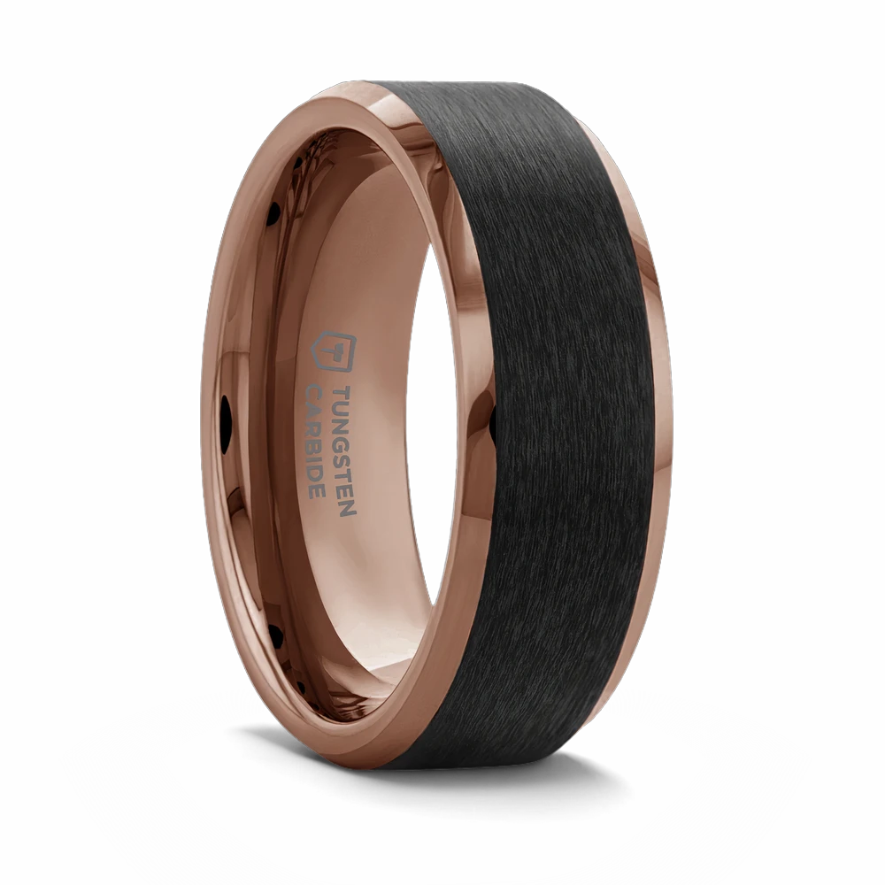 espresso tungsten ring with black center