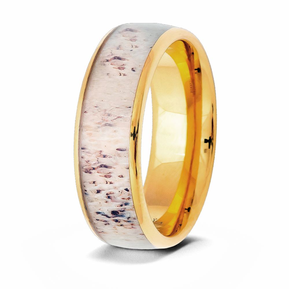 Gold Plated Tungsten Antler Ring - 8mm