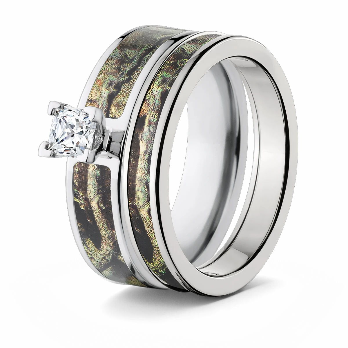 Mossy Oak Breakup Infinity Camo Ring Set for Her, image size:1200x1200