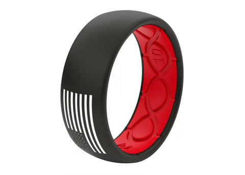 American Flag Silicone Ring - Black/Red