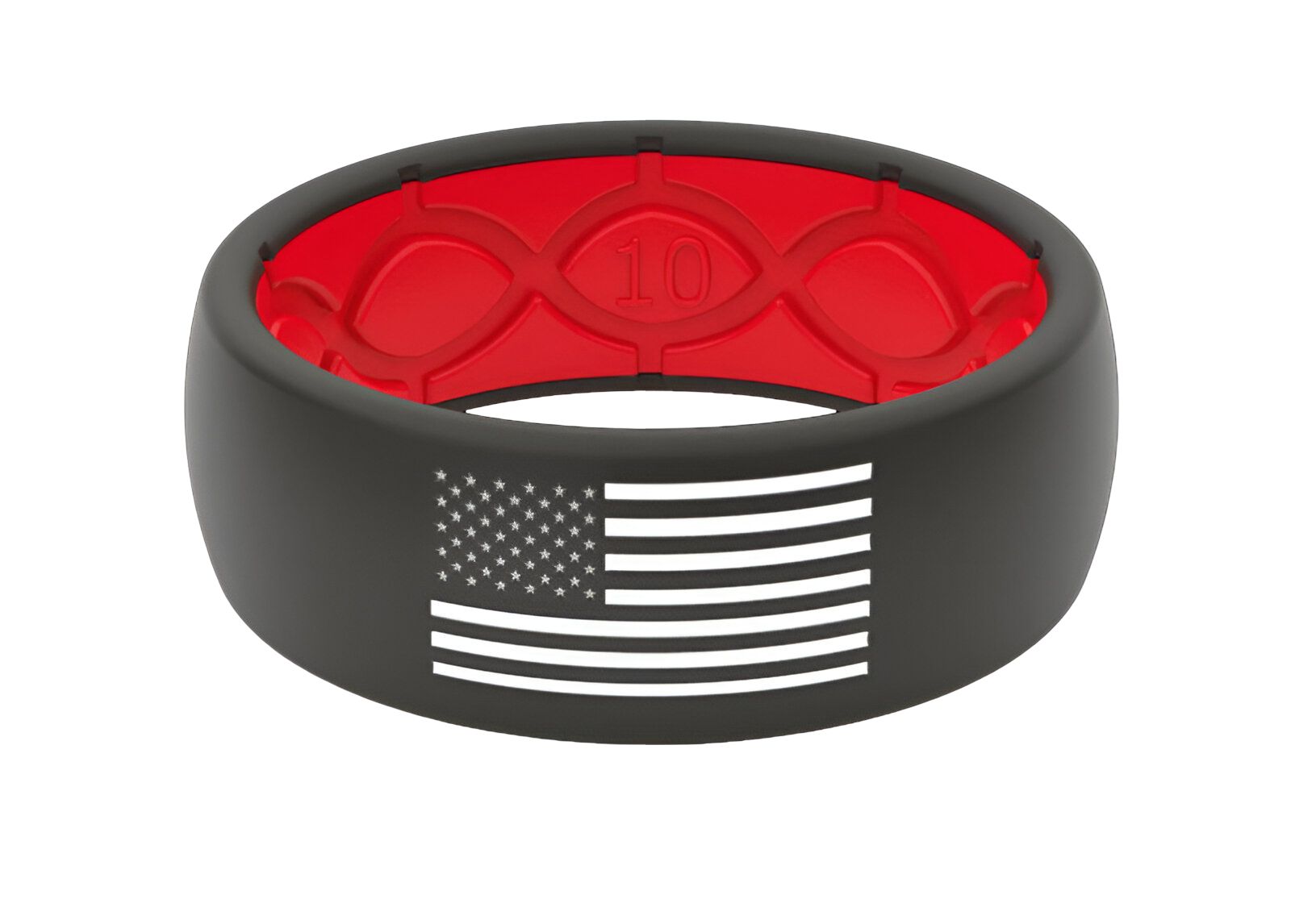 American Flag Silicone Ring - Black/Red