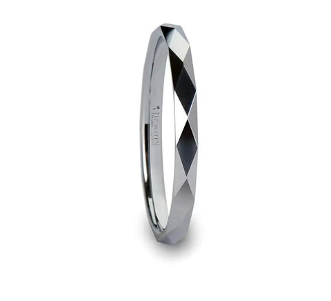 diamond faceted tungsten ring 2mm