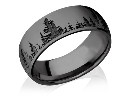 Forest Tree Line Ring, Black on Black - Zirconium
