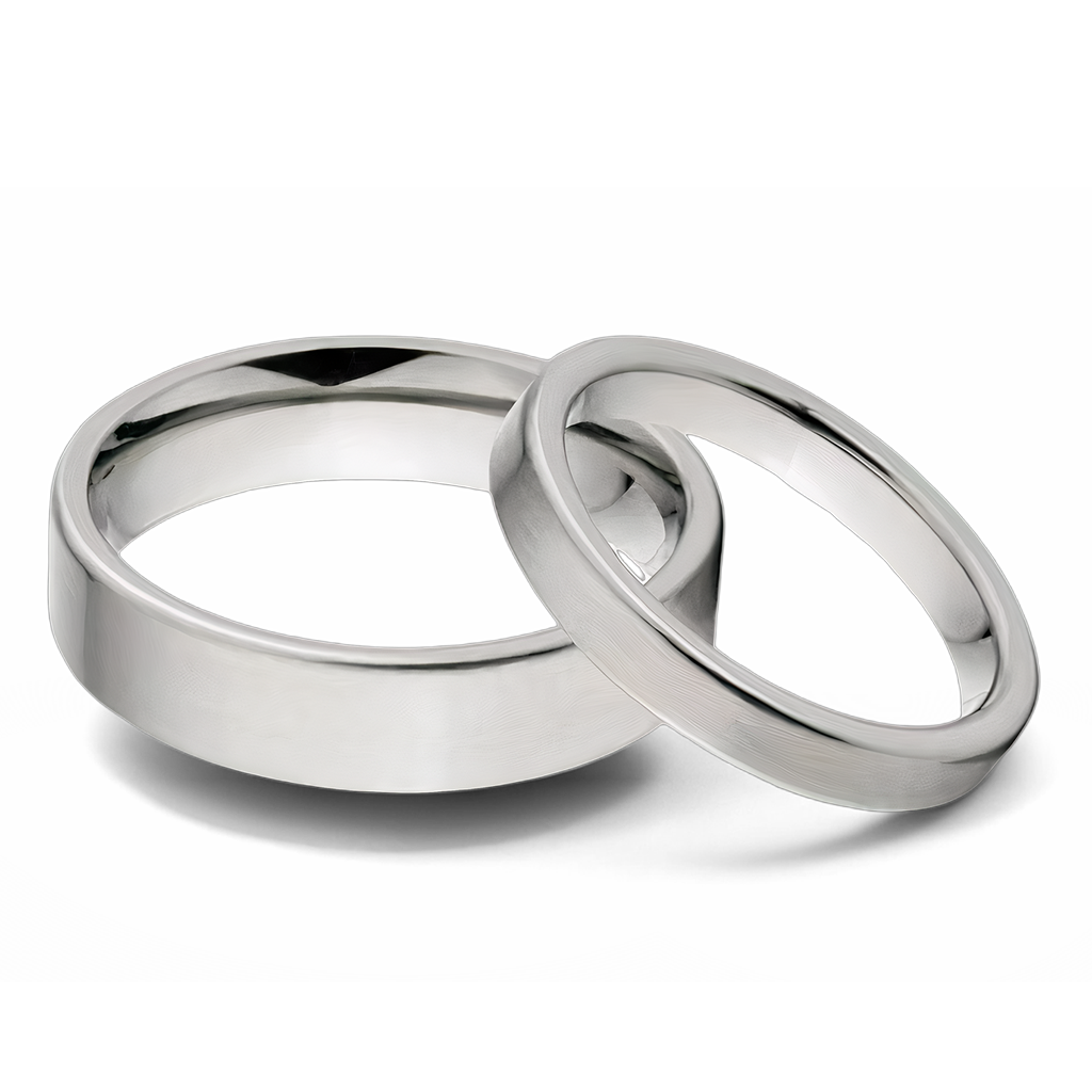 Matching Titanium Ring Set with Brush Finish