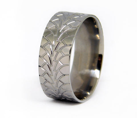 Tire Wedding Ring - Titanium 9mm