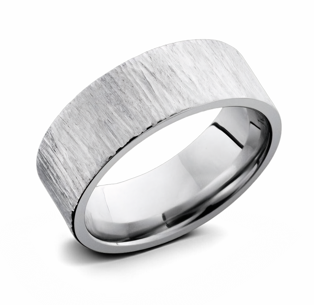 Tree Bark Ring 8mm - Subtle Design