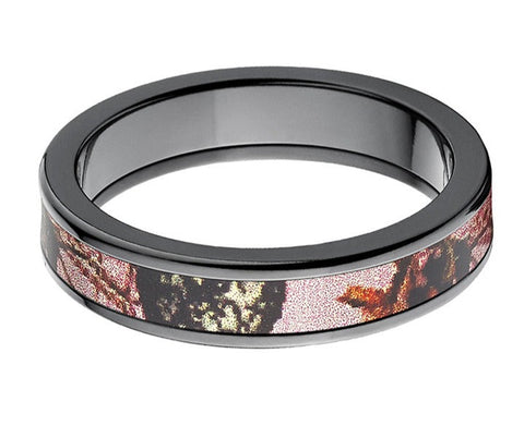 Pink Camo Ring in Black Zirconium - 5mm Mossy Oak Breakup