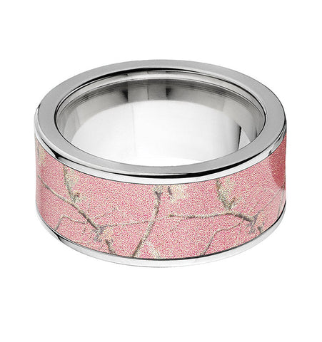 Pink Realtree Ring for Her - 10mm Titanium
