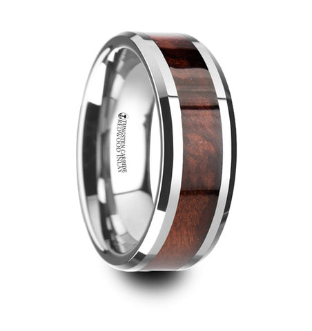 Red Wood Inlay Ring