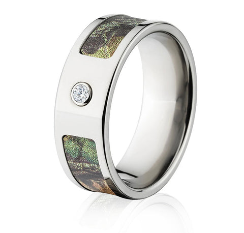 Mossy Oak 8mm Bezel Ring with Real Diamond