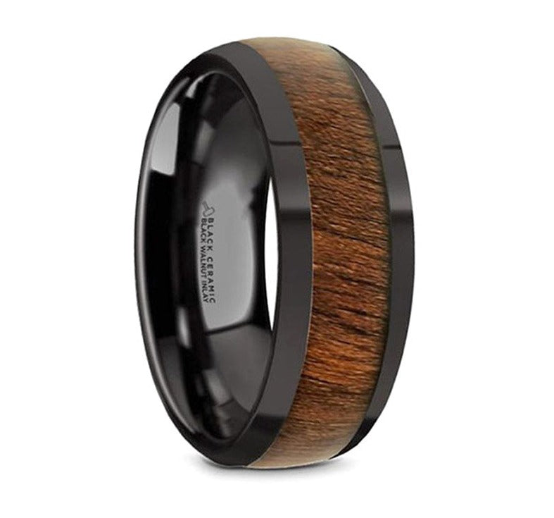 Black Walnut Wood Inlay Ring