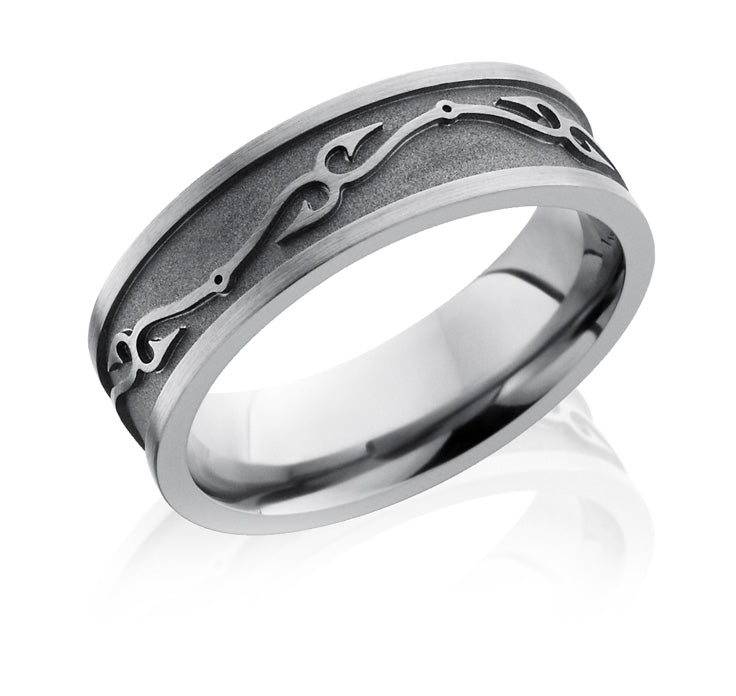 Fish Hook Ring - Titanium 7mm | Fishing Wedding Ring