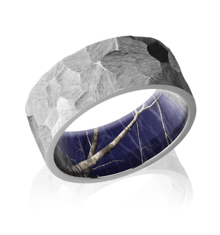 Rock Finish Wedding Ring with Navy Camo Sleeve