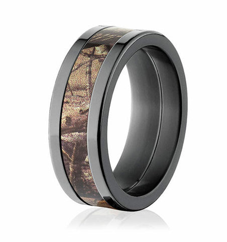 Realtree AP Camo Ring for Him - Black Zirconium 8mm