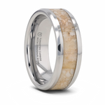 White Dinosaur Bone Inlay Ring Tungsten- Choose Width 