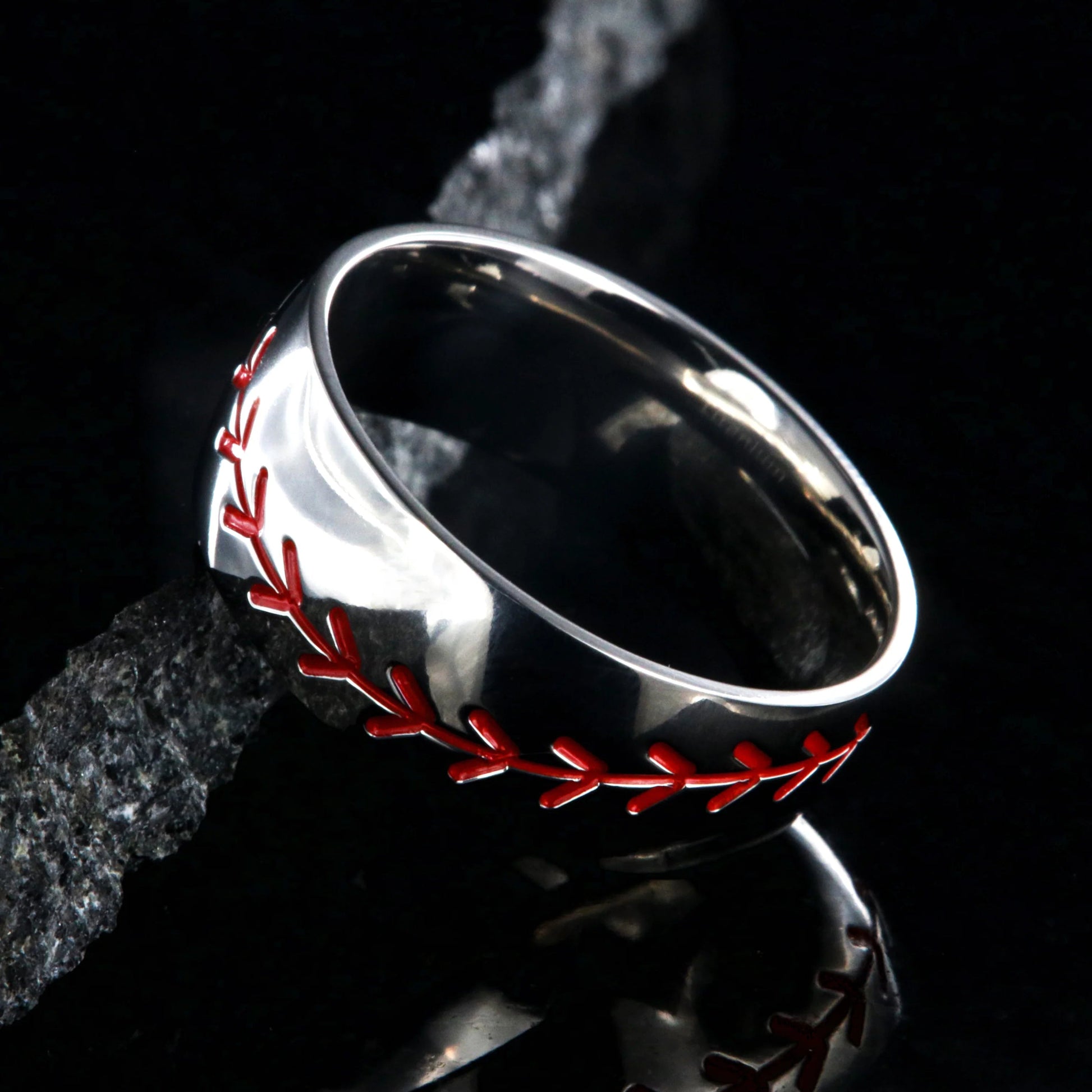 Mens baseball wedding band discount