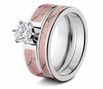 Realtree AP Pink Camo Wedding Ring Bridal Set - Camo Ever After