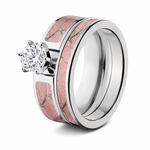 Realtree AP Pink Camo Wedding Ring Bridal Set - Camo Ever After