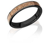 Tan Dinosaur Bone Wedding Band - Black 4mm - 8mm 