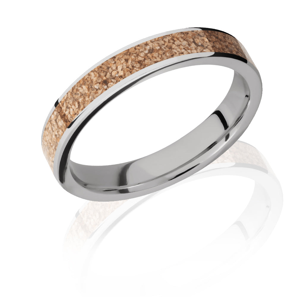 Tan Dinosaur Bone Wedding Band - Cobalt 4mm - 8mm 