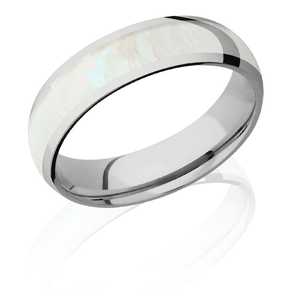 Titanium Wedding Ring with Freshwater Mother of Pearl Inlay - Camo Ever After