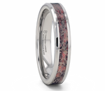 Pink Dinosaur Bone Inlay Ring Tungsten- Choose Width 