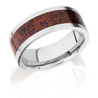 Red Dinosaur Bone Ring - Matte Titanium 8mm 