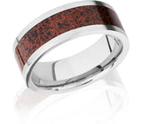 Red Dinosaur Bone Ring - Matte Titanium 8mm 