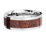 Red Dinosaur Bone Ring - Matte Titanium 8mm 