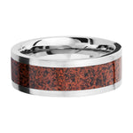 Red Dinosaur Bone Ring - Matte Titanium 8mm 