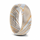 Damascus Steel Ring with Gold Color - 6mm or 8mm 