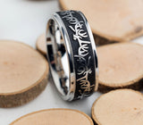 Laser Carved Deer Antlers Wedding Band 