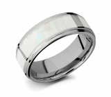 8mm Mother of Pearl Ring with Grooved Edges