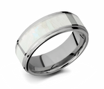 8mm Mother of Pearl Ring with Grooved Edges
