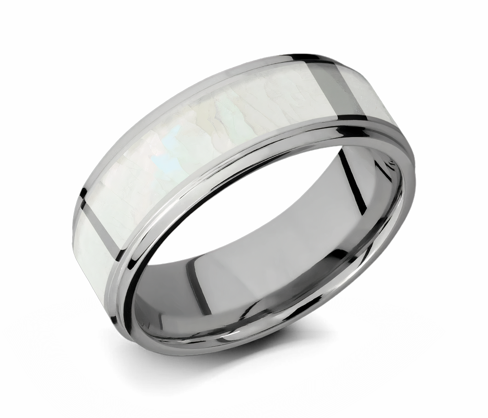 8mm Mother of Pearl Ring with Grooved Edges