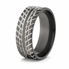 Tire Track Wedding Band - Two Tone 8mm 