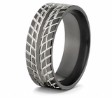 Tire Track Wedding Band - Two Tone 8mm 