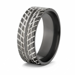 Tire Track Wedding Band - Two Tone 8mm 