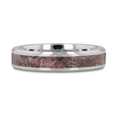 Pink Dinosaur Bone Inlay Ring Tungsten- Choose Width 
