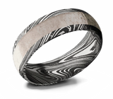 Acid Etched Damascus Antler Ring 