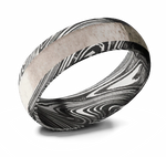 Acid Etched Damascus Antler Ring 