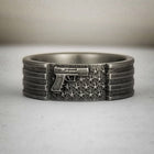 American Flag 2A Battleworn Titanium Ring 