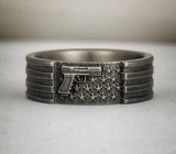 American Flag 2A Battleworn Titanium Ring 
