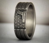American Flag 2A Battleworn Titanium Ring 