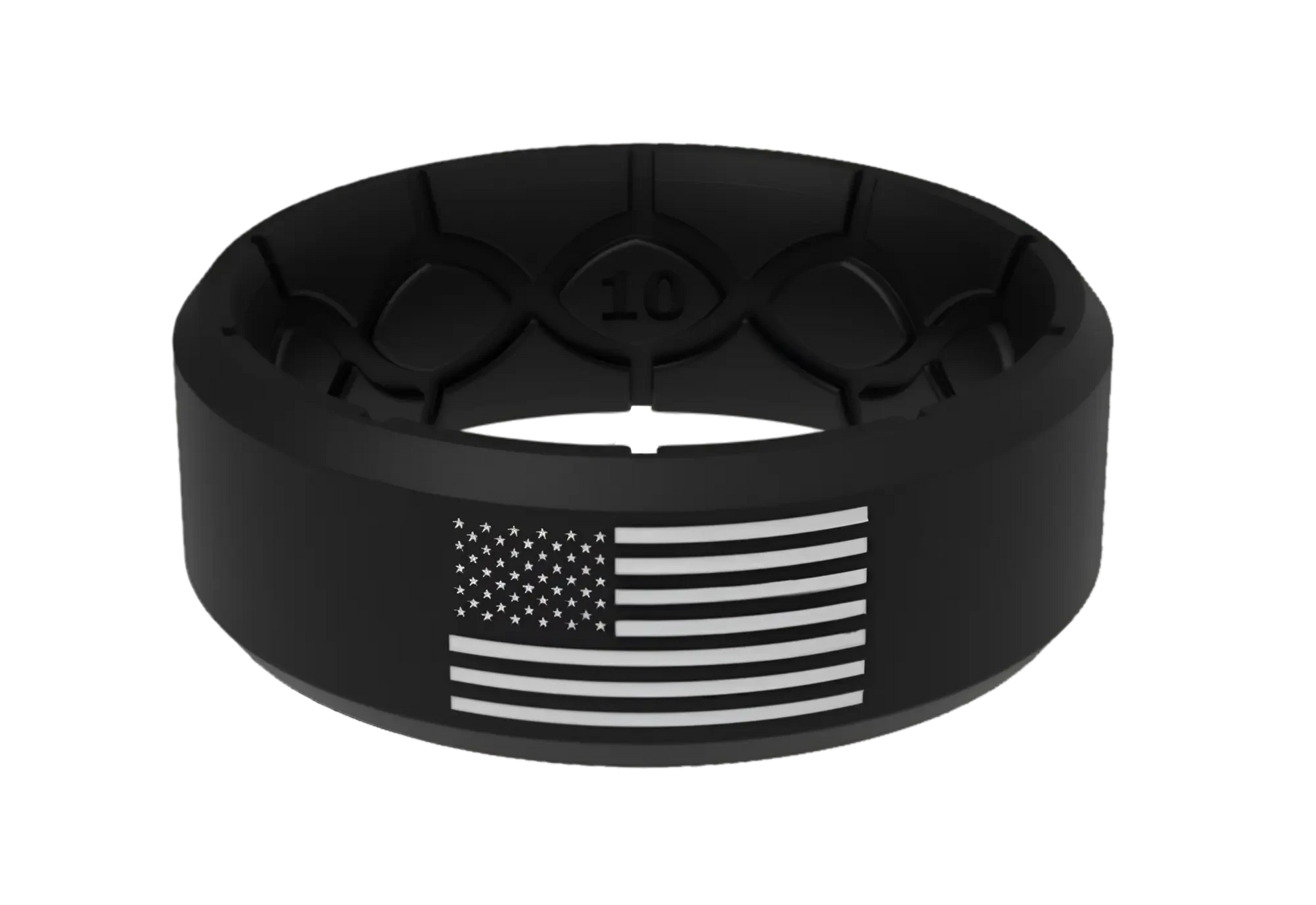 American Flag Silicone Ring - Black and White 