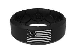 American Flag Silicone Ring - Black and White 