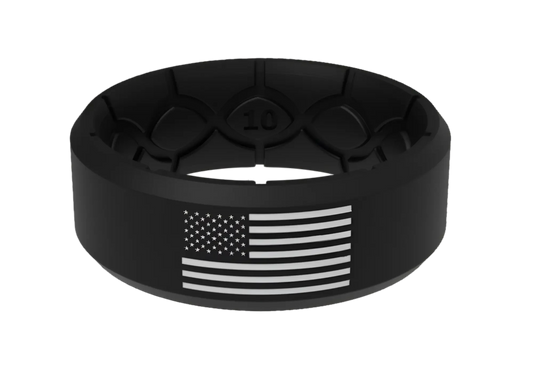American Flag Silicone Ring - Black and White 